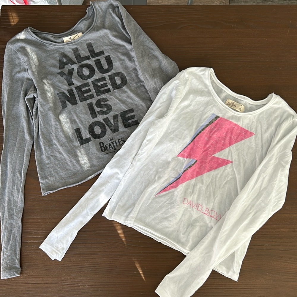 Hollister cropped band shirts, size small